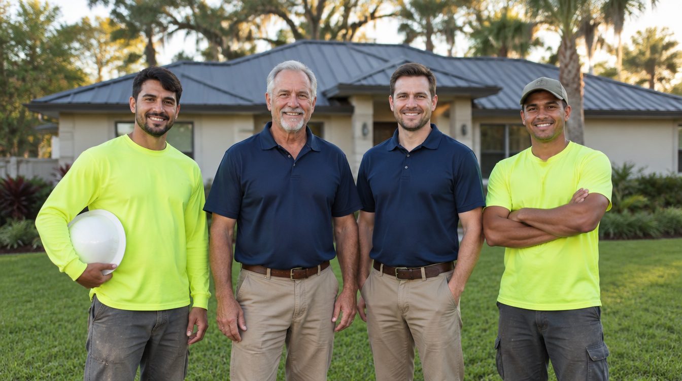 The Double C Roofing owner and crew